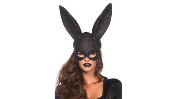 Glitter Masquerade Rabbit Mask Black - csillogó nyuszis maszk